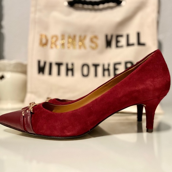 Burgundy Lauri Coach Kitten Heels - Picture 5 of 6